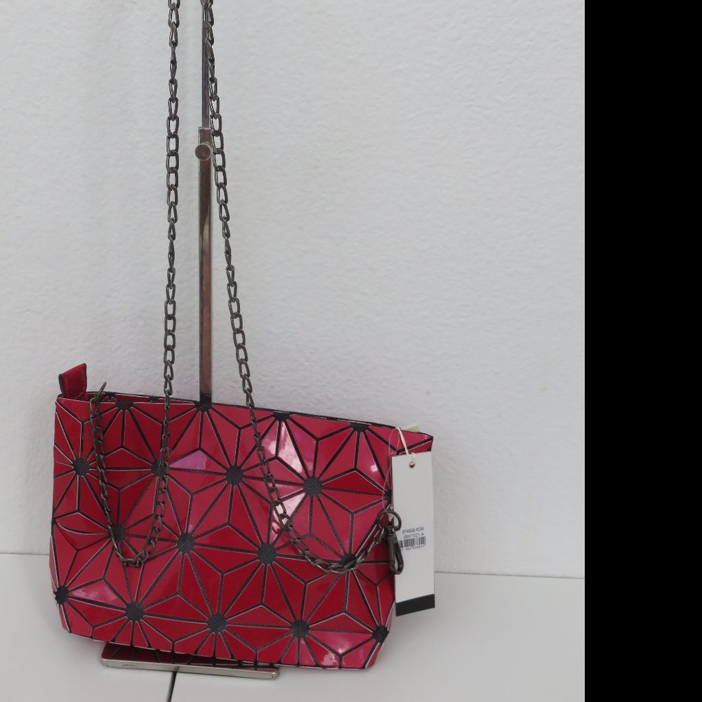 Isabelle Red Geometric Patchwork Crossbody Bag